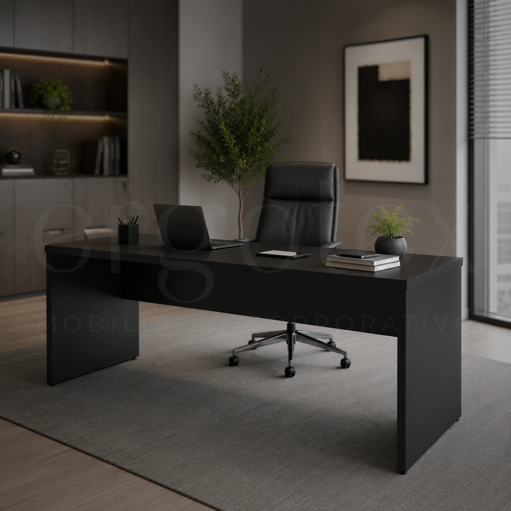Mesa Reta Pé Painel Tampo 30mm