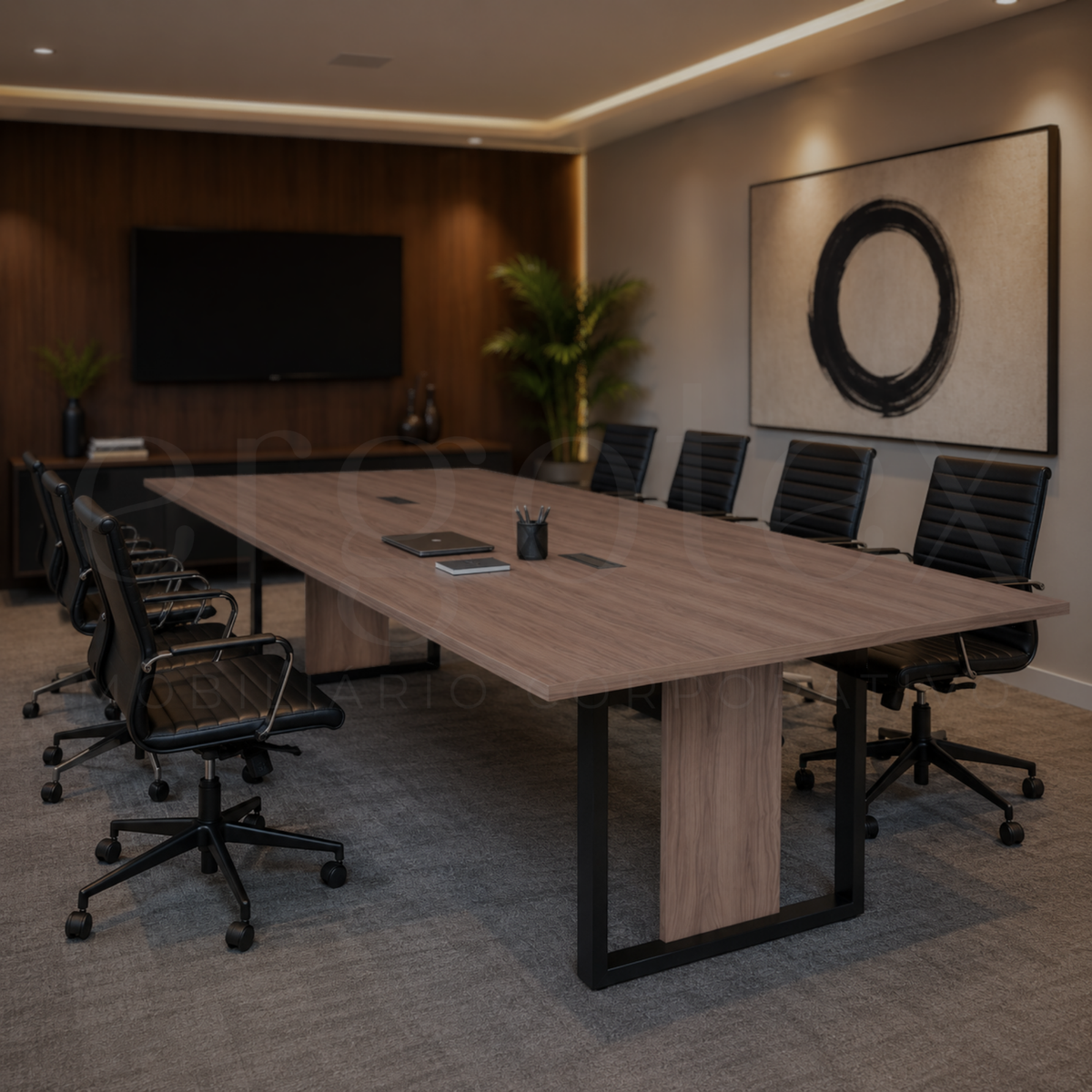 Mesa de Reunião Industrial Tampo 30mm Preto