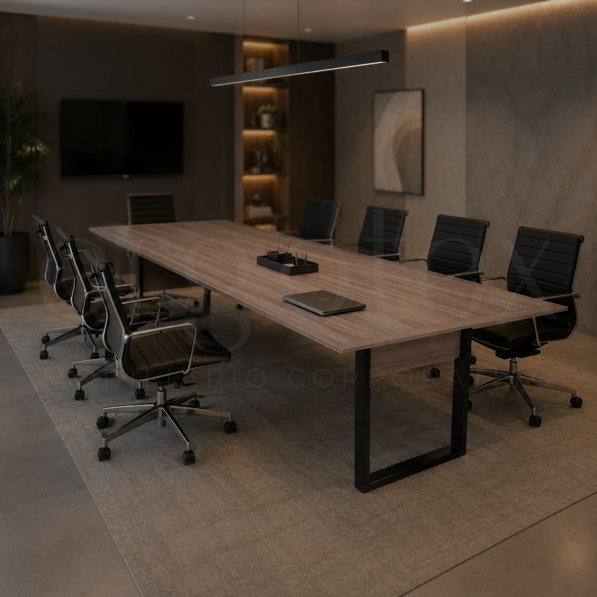 Mesa de Reunião Industrial Tampo 30mm Preto