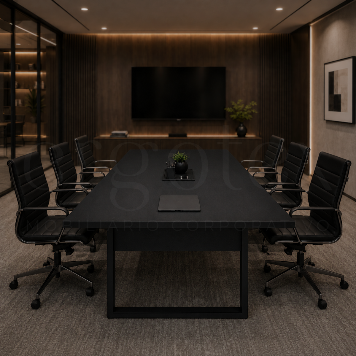 Mesa de Reunião Industrial Tampo 30mm Preto