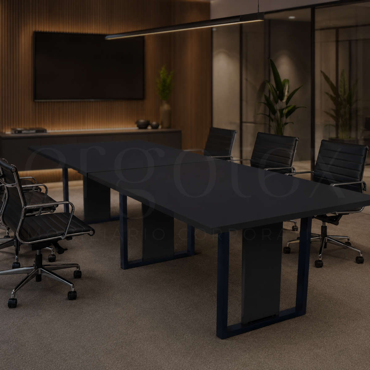 Mesa de Reunião Industrial Bipartida Tampo 30mm Preto