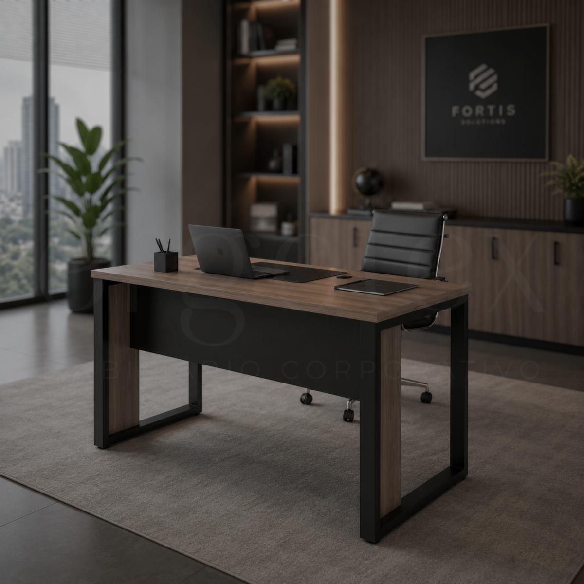 Mesa Reta Tampo 30mm Pé Industrial