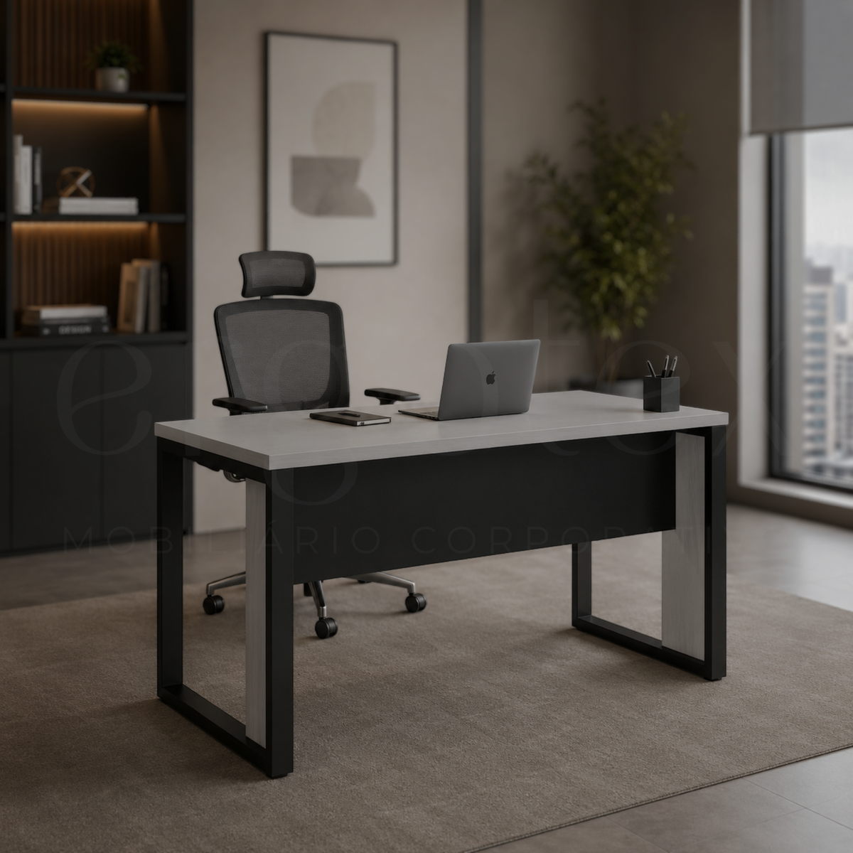 Mesa Reta Tampo 30mm Pé Industrial