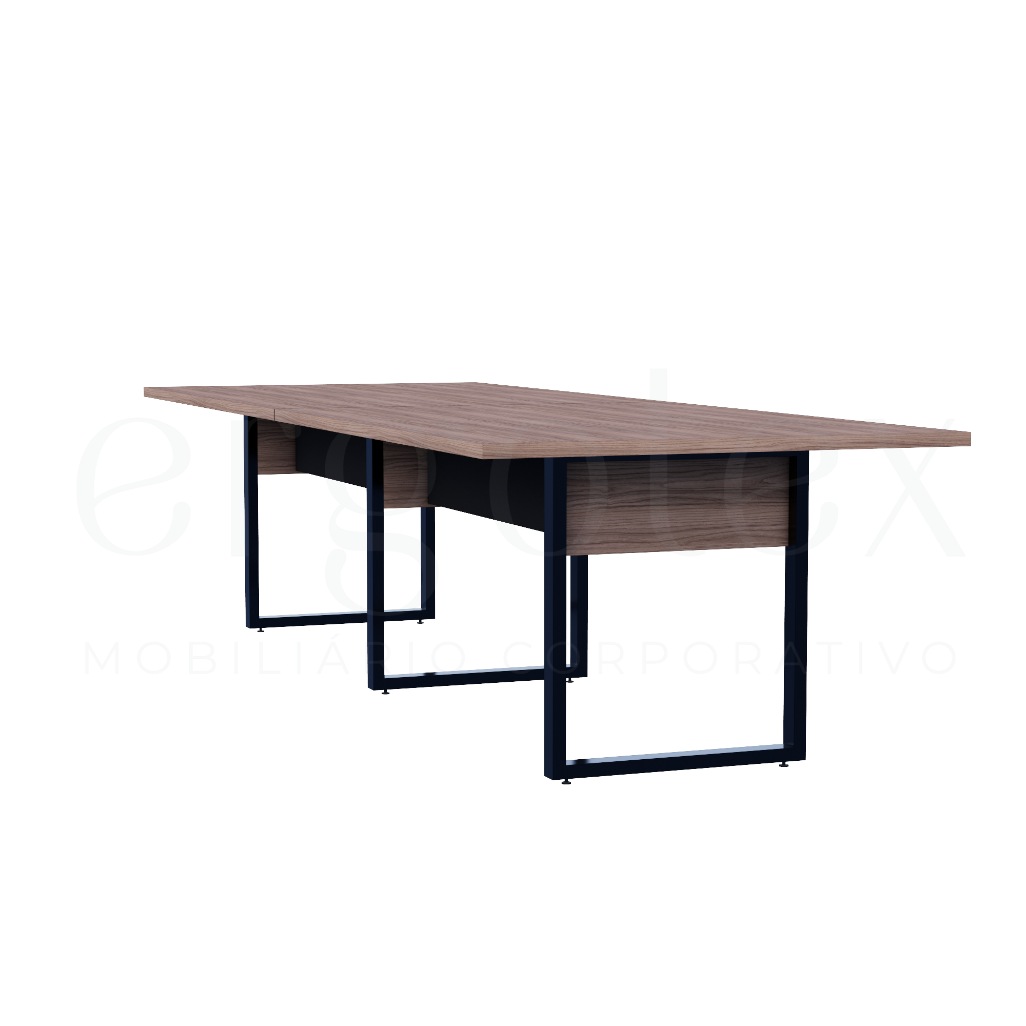 Mesa de Reunião Industrial Bipartida Tampo 30mm Preto