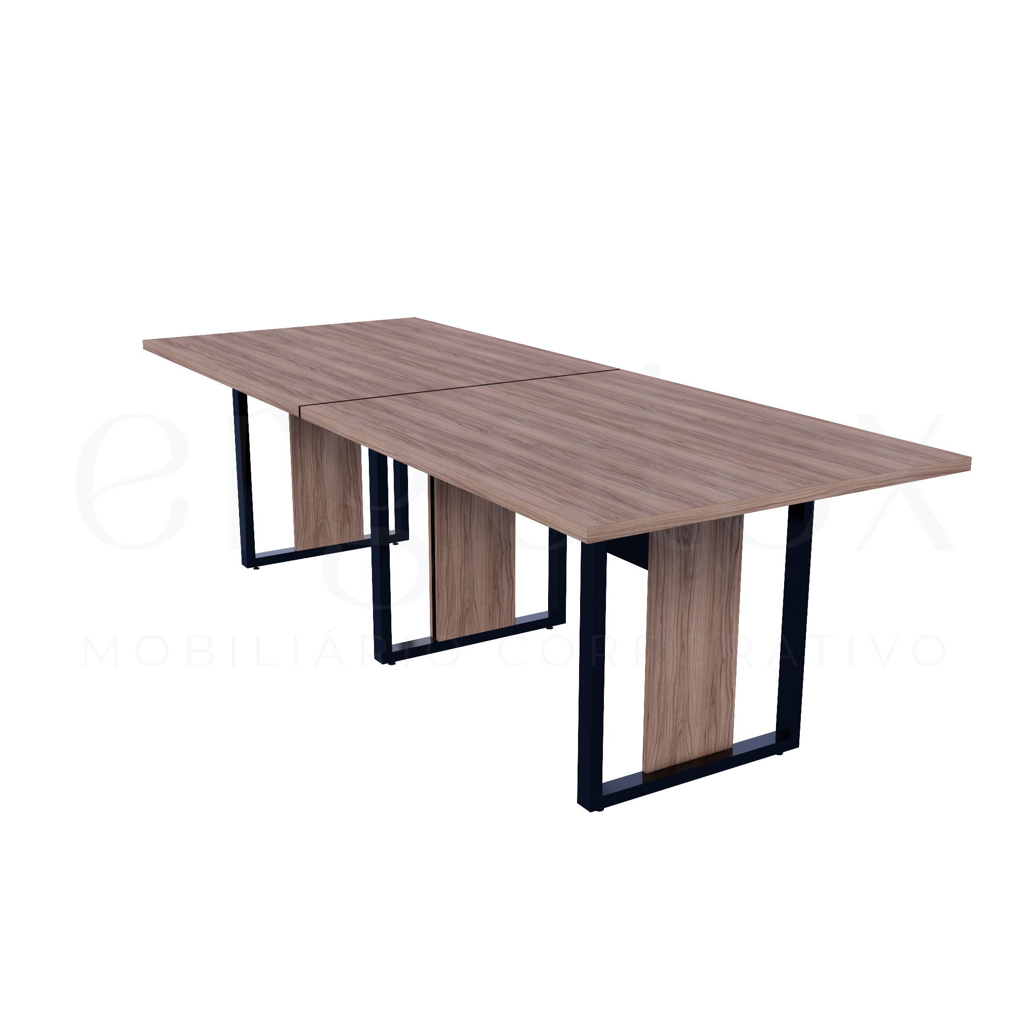 Mesa de Reunião Industrial Bipartida Tampo 30mm Preto