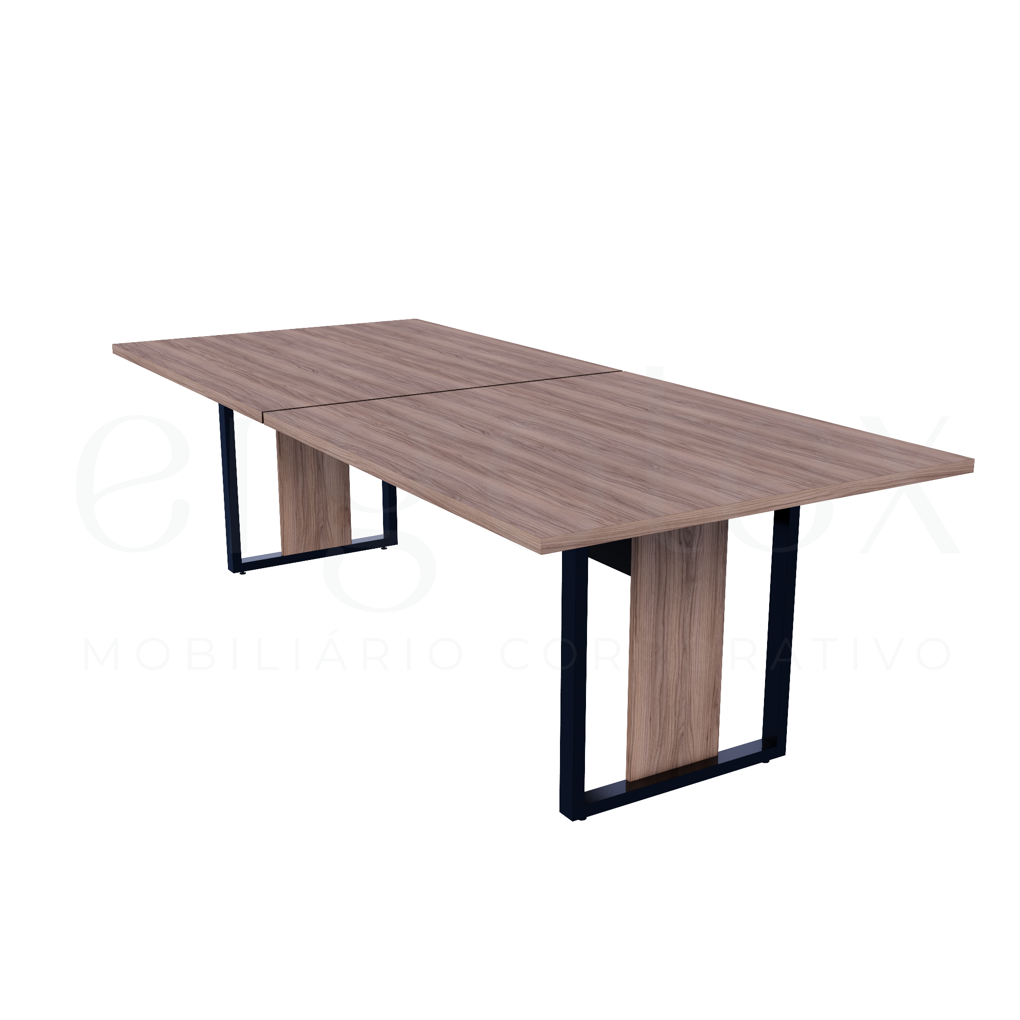 Mesa de Reunião Industrial Bipartida Tampo 30mm Preto