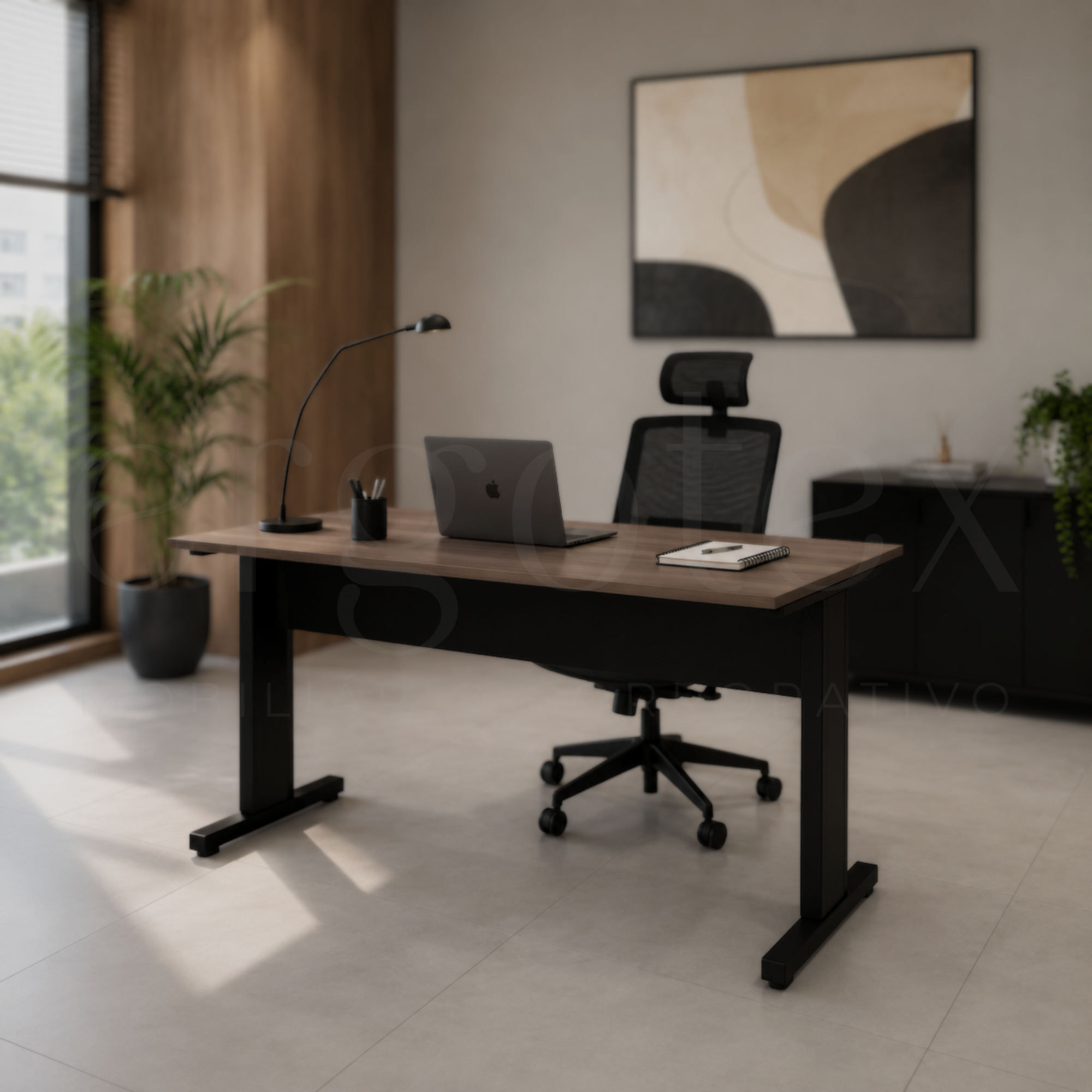 Mesa Reta Escritorio Tampo 15mm