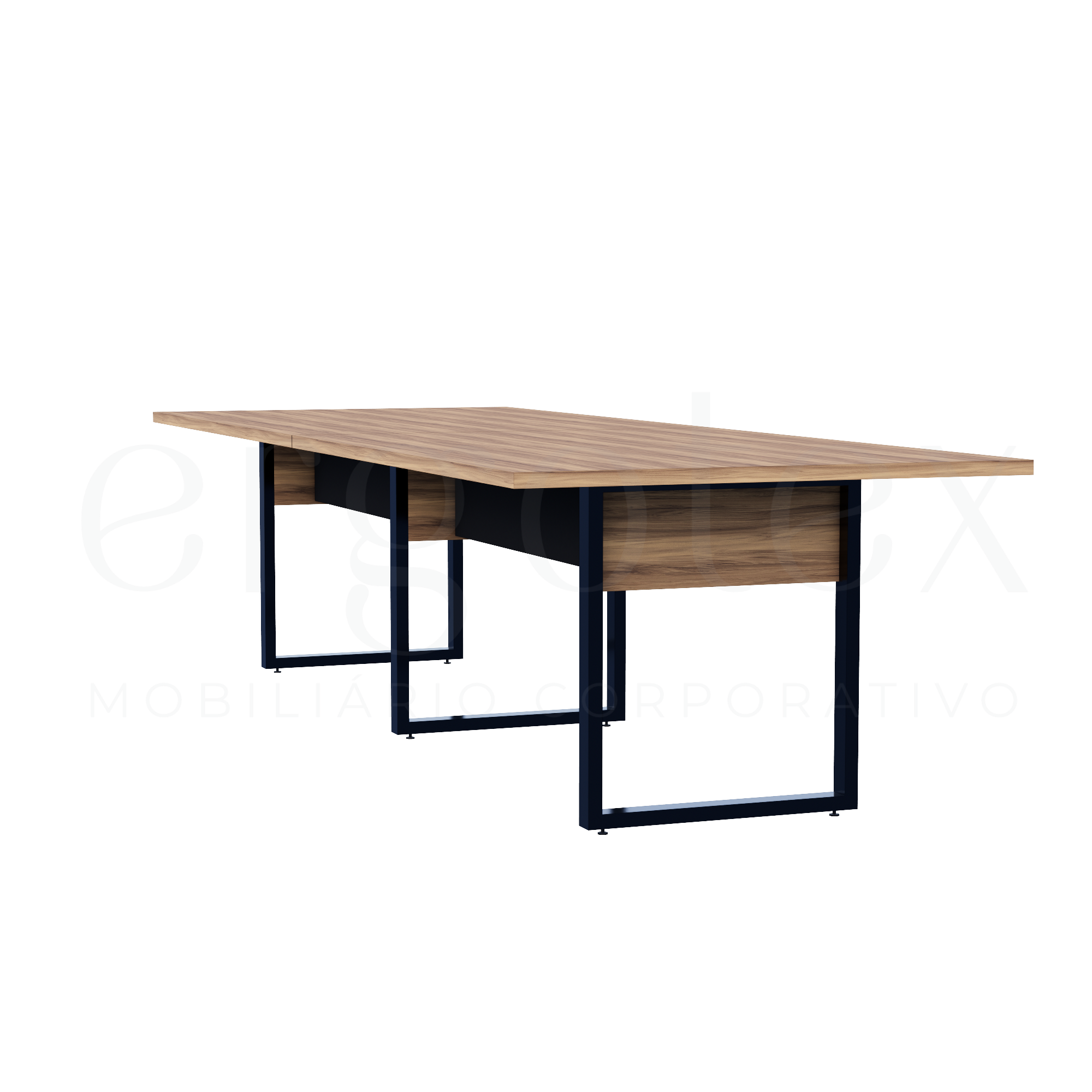 Mesa de Reunião Industrial Bipartida Tampo 30mm Preto