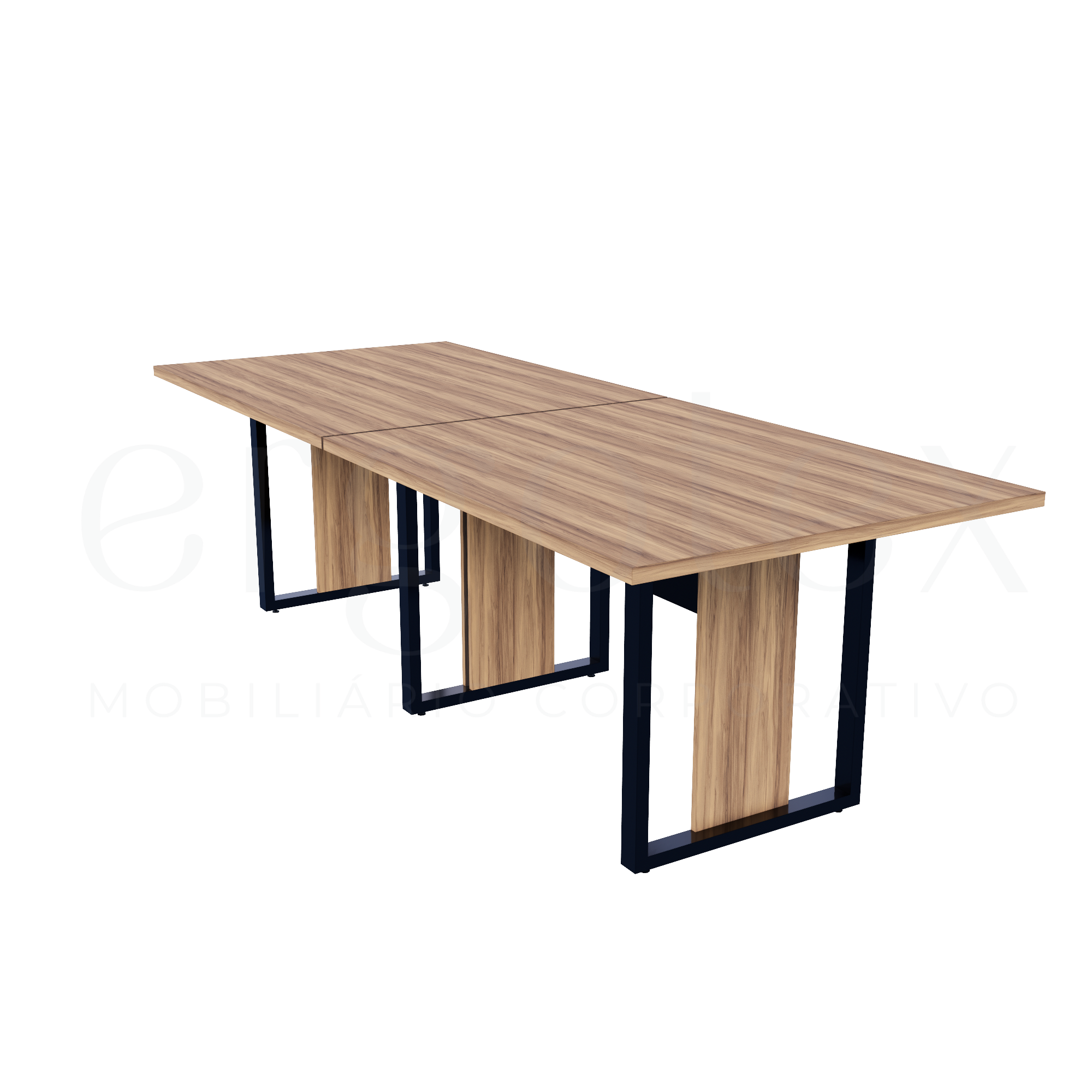 Mesa de Reunião Industrial Bipartida Tampo 30mm Preto