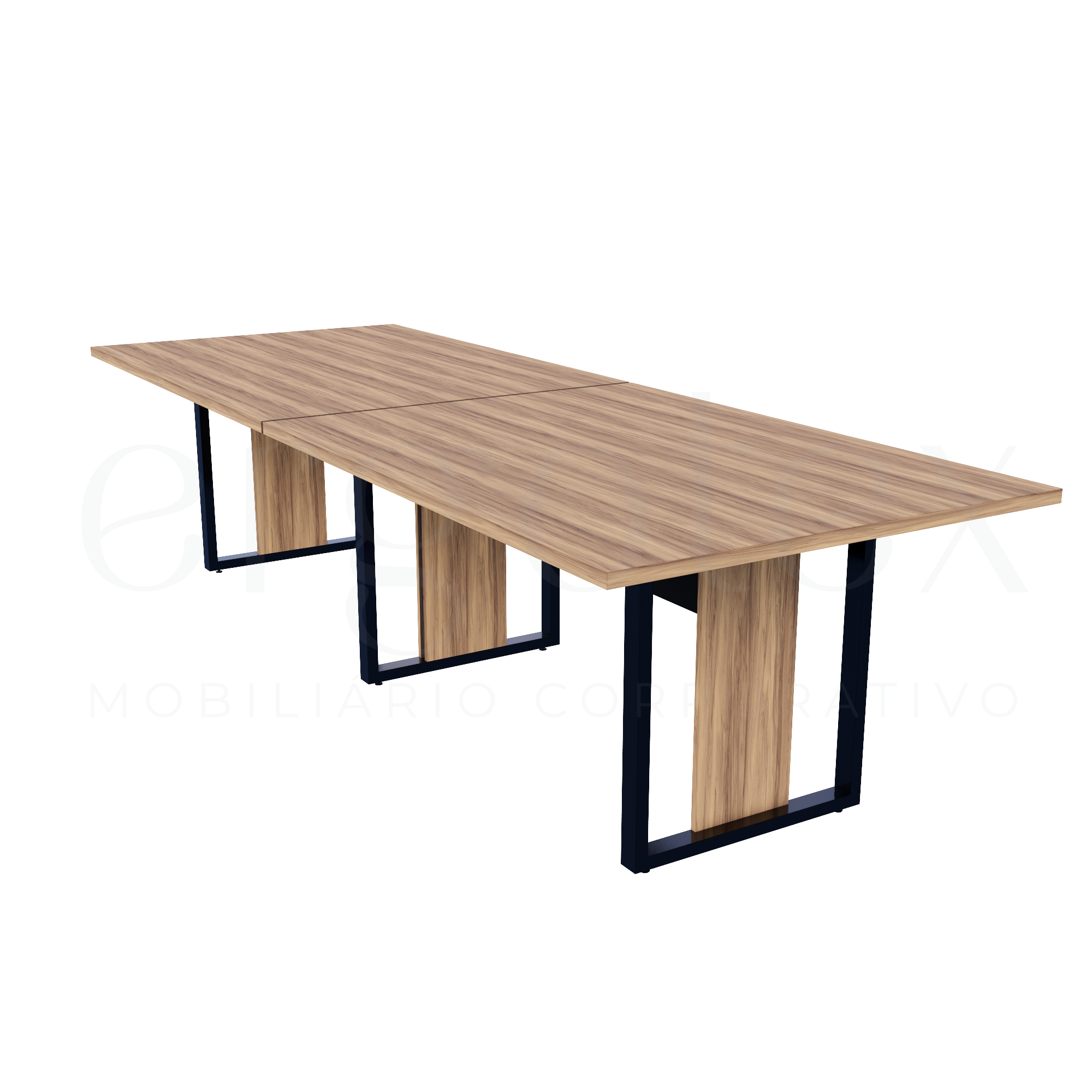 Mesa de Reunião Industrial Bipartida Tampo 30mm Preto