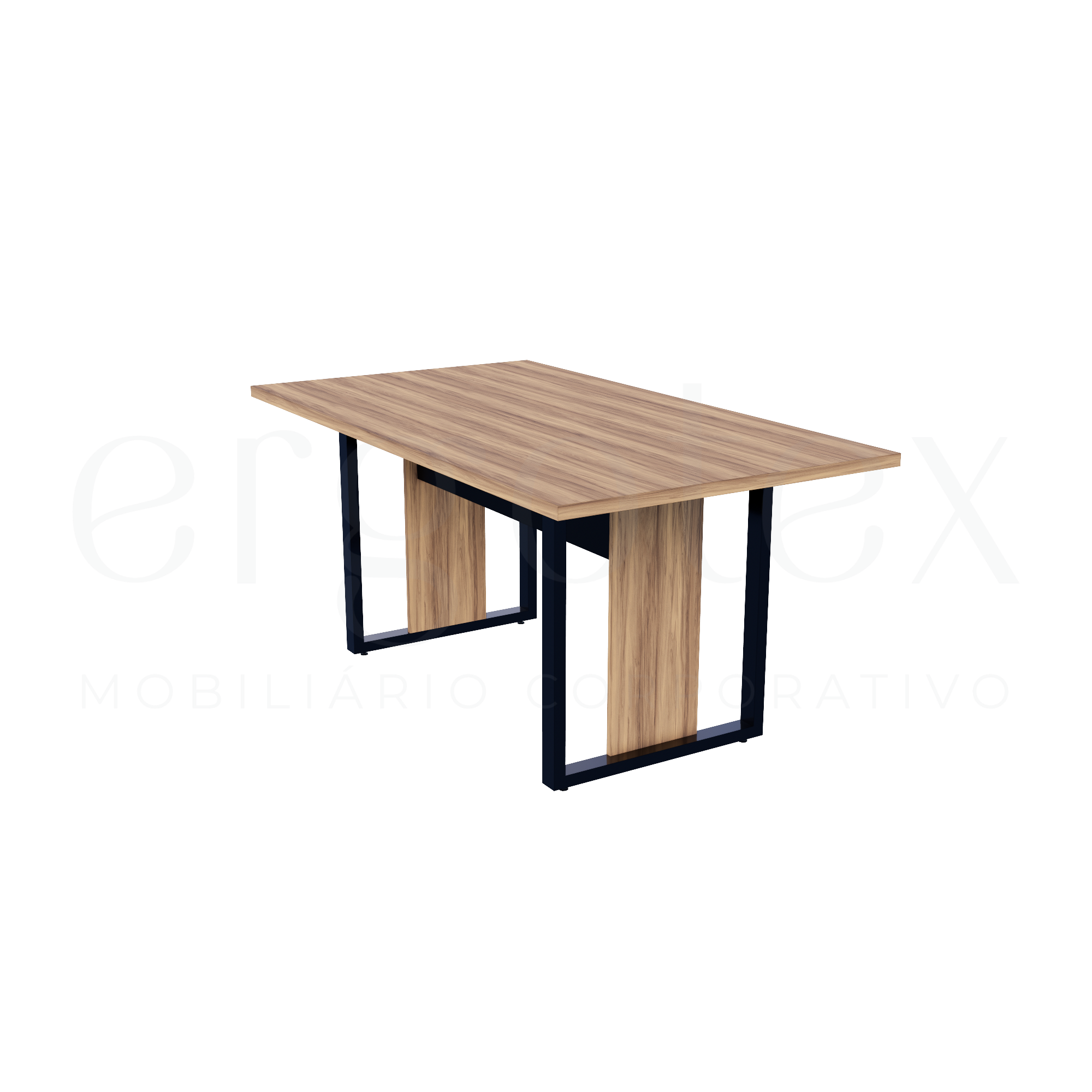 Mesa de Reunião Industrial Tampo 30mm Preto