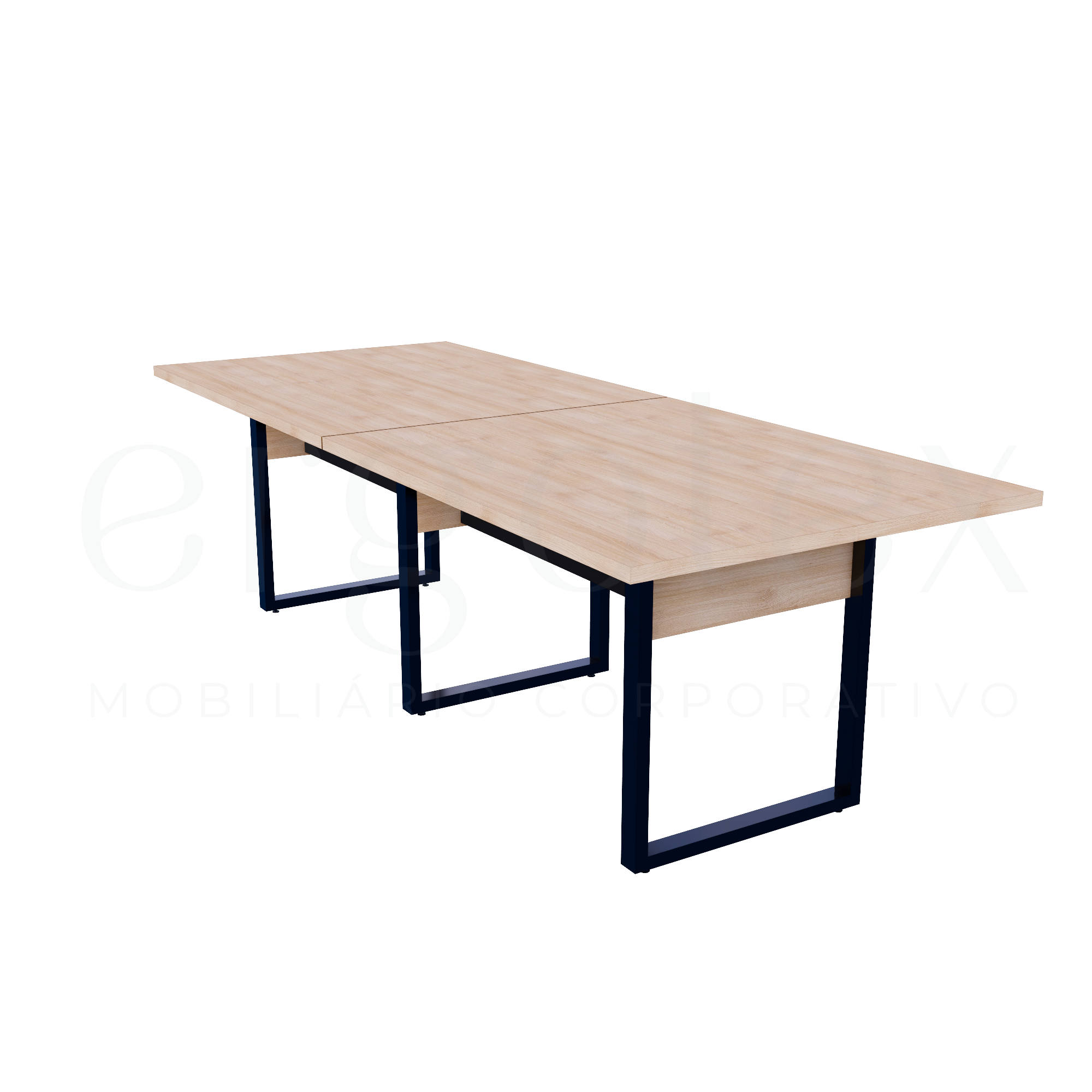 Mesa de Reunião Industrial Bipartida Tampo 30mm Preto