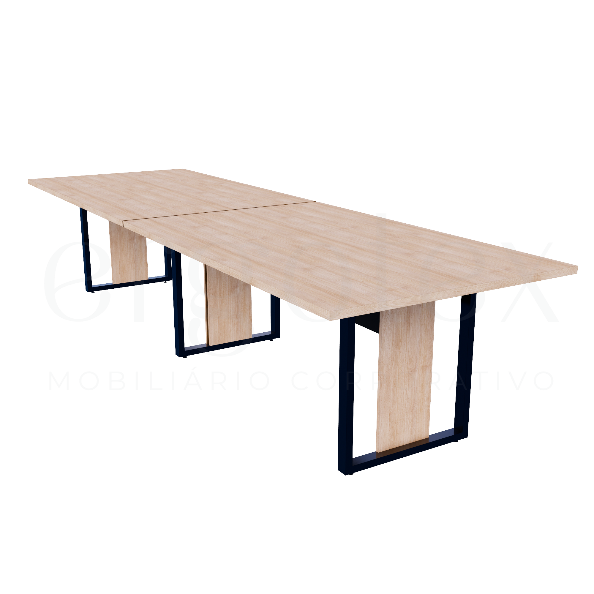 Mesa de Reunião Industrial Bipartida Tampo 30mm Preto