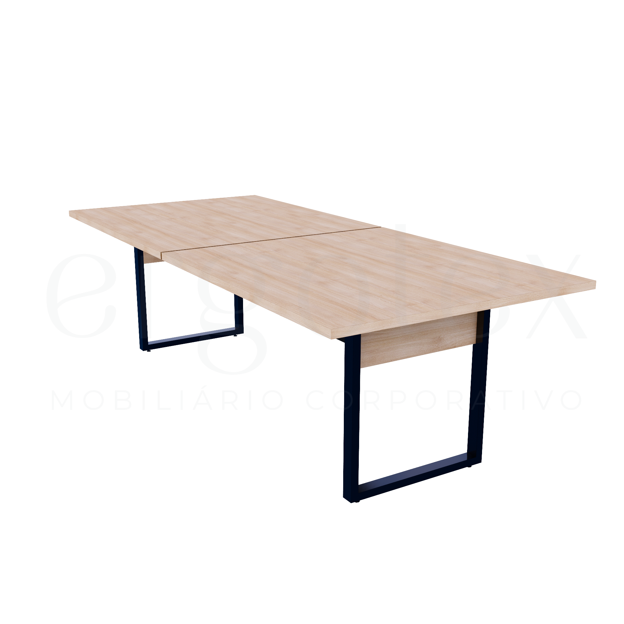 Mesa de Reunião Industrial Bipartida Tampo 30mm Preto