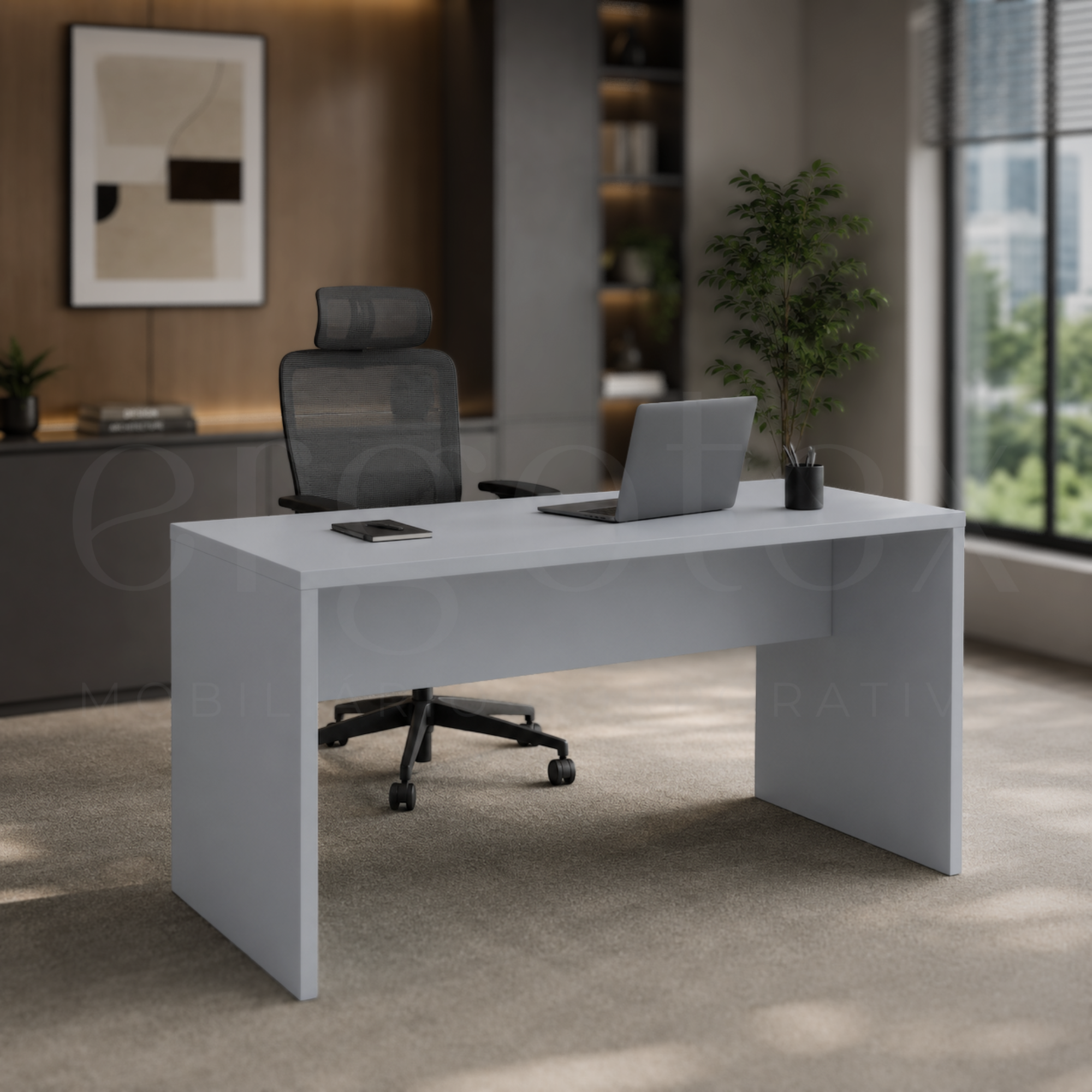 Mesa Reta Escritório Tampo 25mm P60