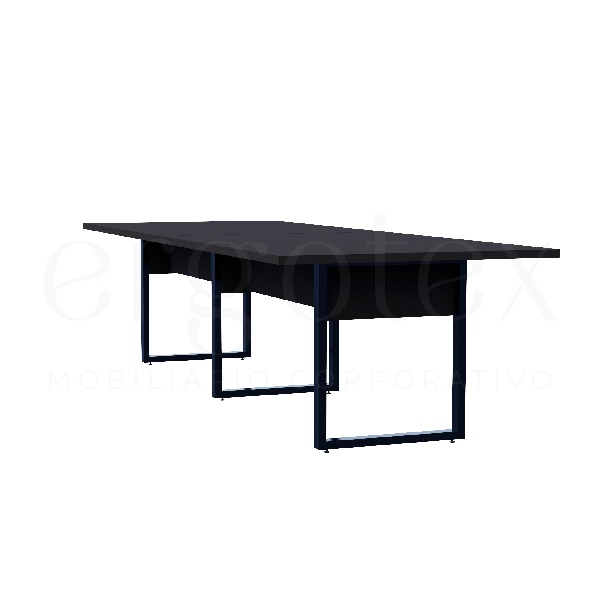 Mesa de Reunião Industrial Bipartida Tampo 30mm Preto