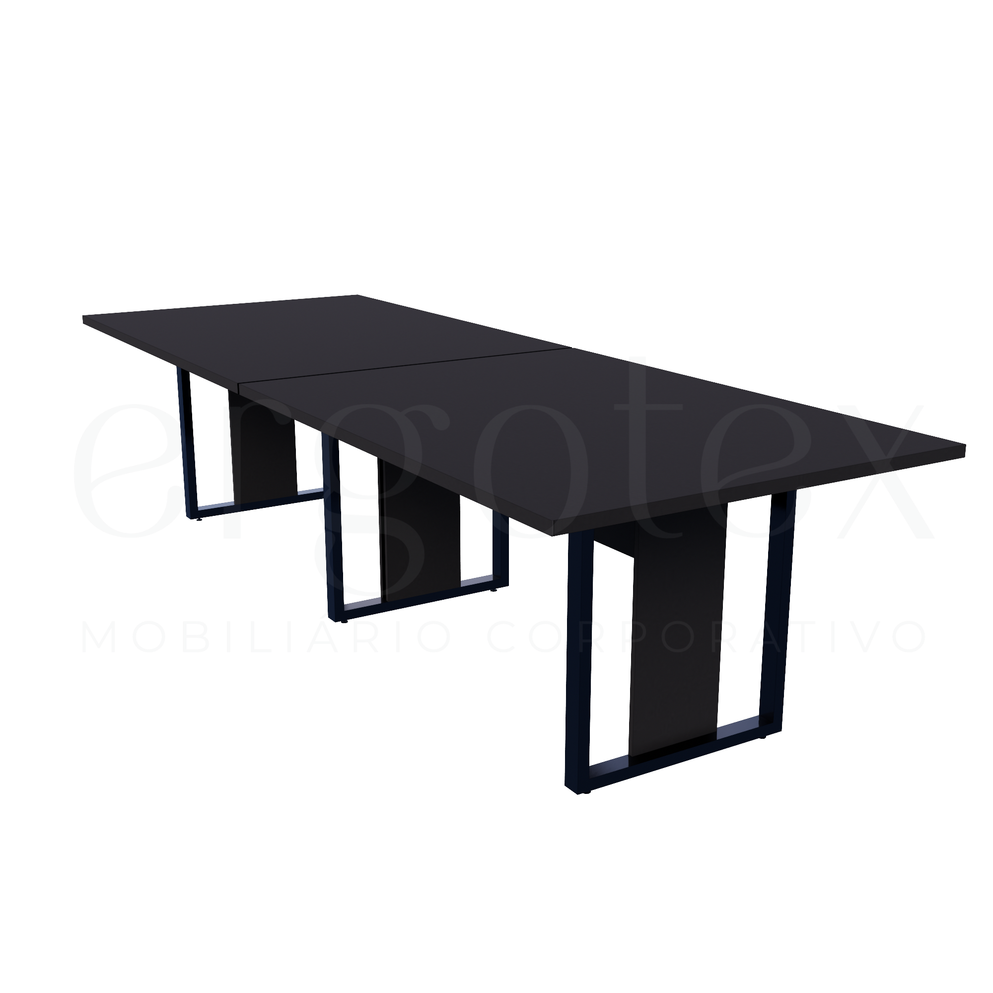 Mesa de Reunião Industrial Bipartida Tampo 30mm Preto