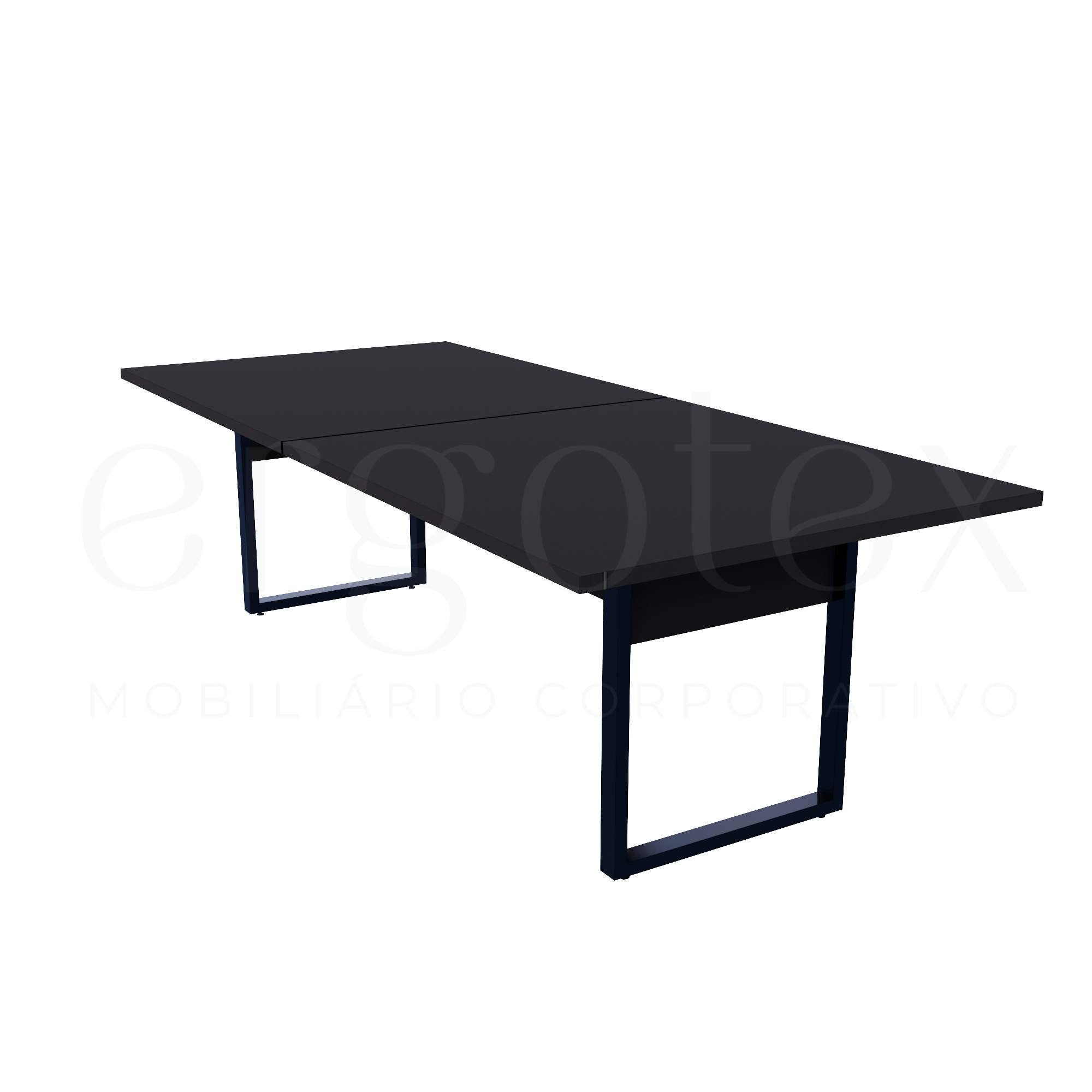Mesa de Reunião Industrial Bipartida Tampo 30mm Preto