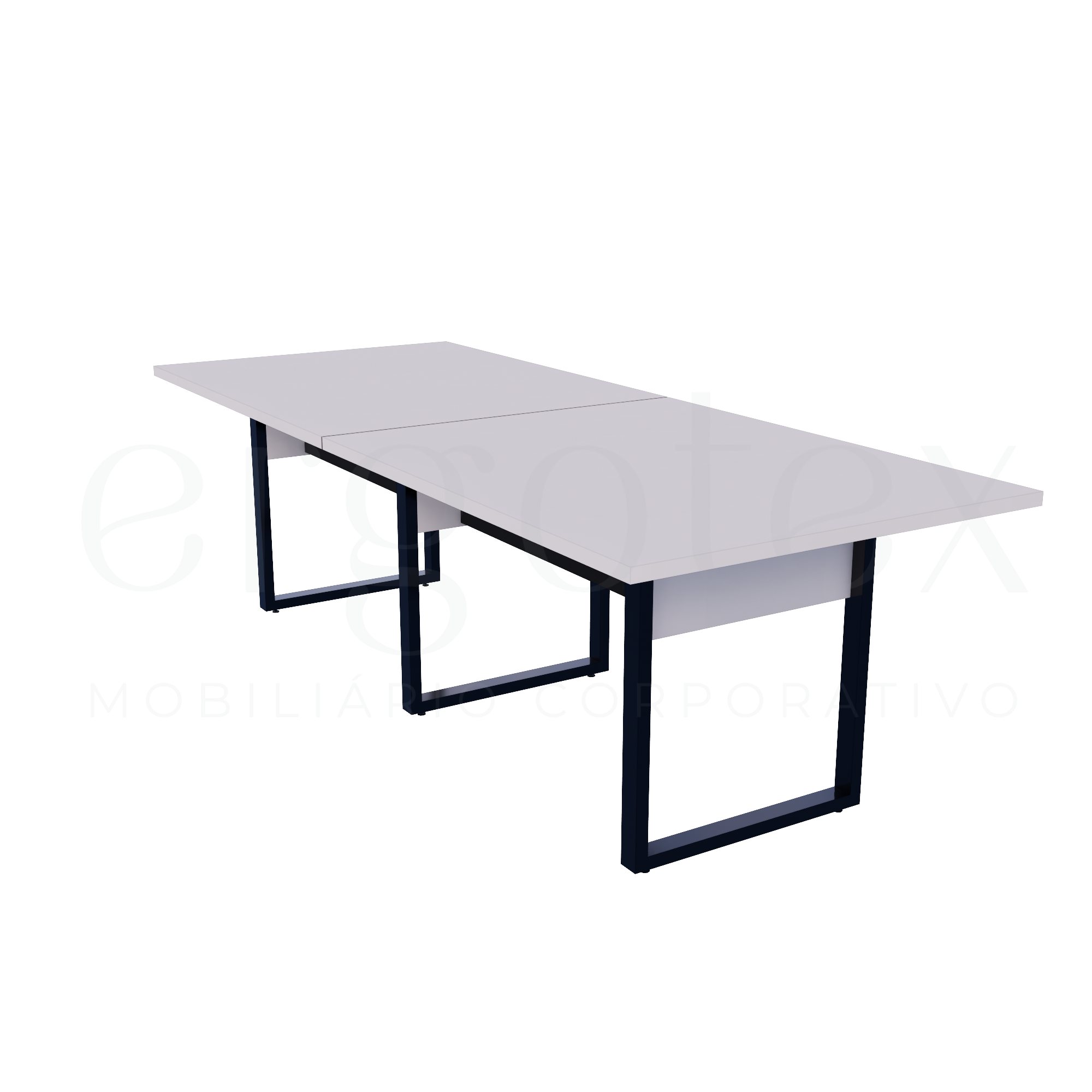 Mesa de Reunião Industrial Bipartida Tampo 30mm Preto