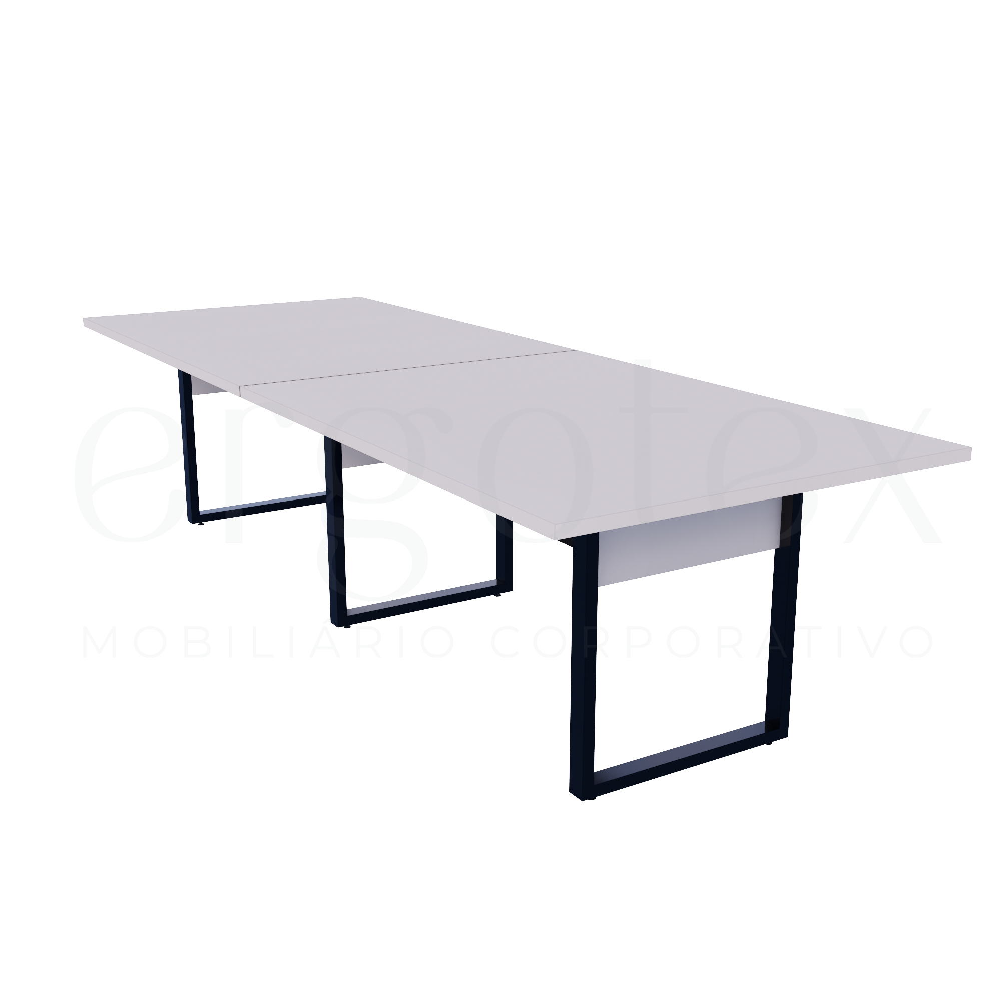 Mesa de Reunião Industrial Bipartida Tampo 30mm Preto