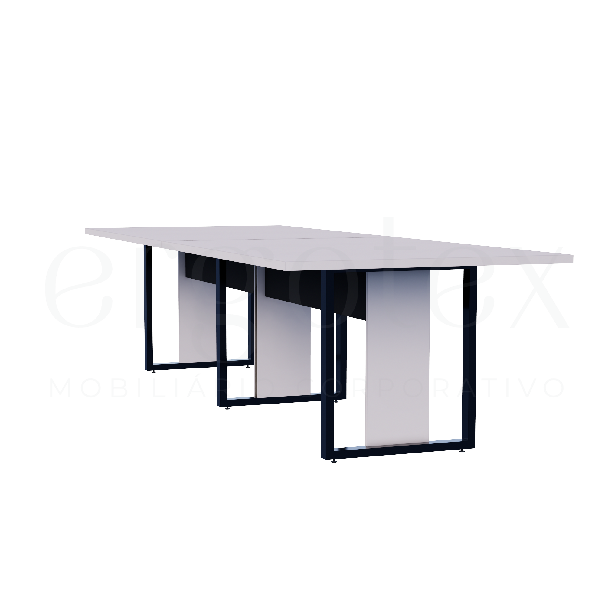Mesa de Reunião Industrial Bipartida Tampo 30mm Preto
