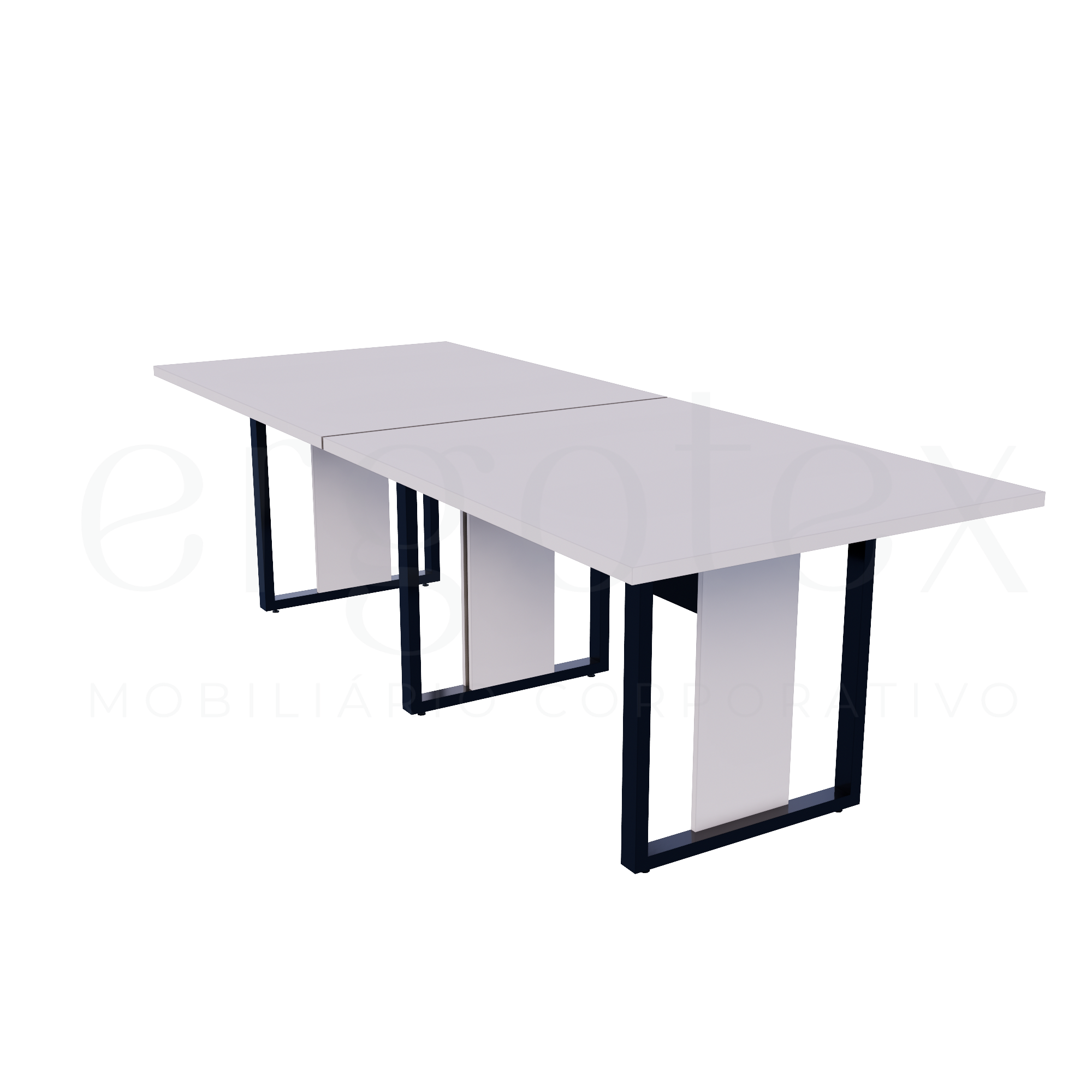 Mesa de Reunião Industrial Bipartida Tampo 30mm Preto