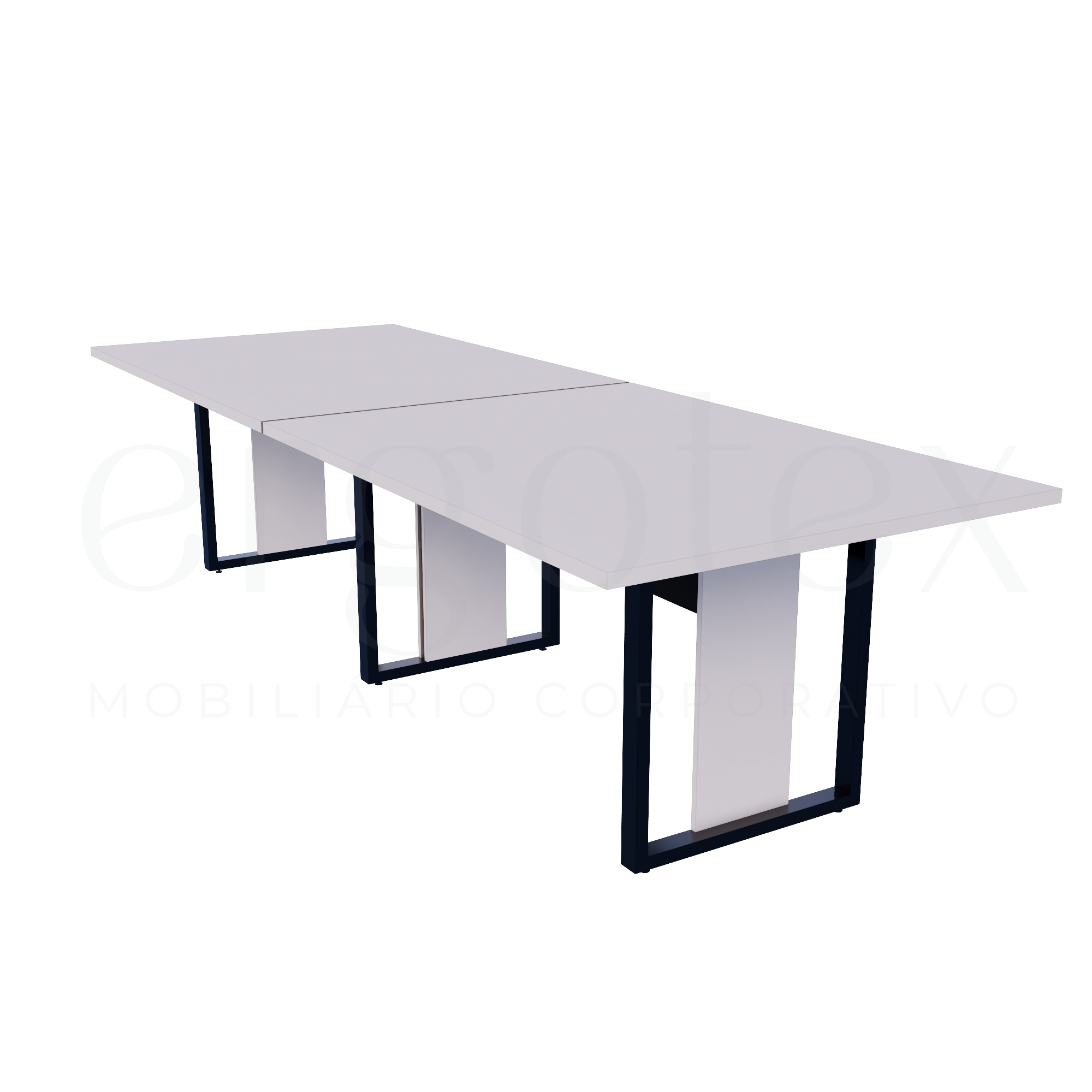 Mesa de Reunião Industrial Bipartida Tampo 30mm Preto