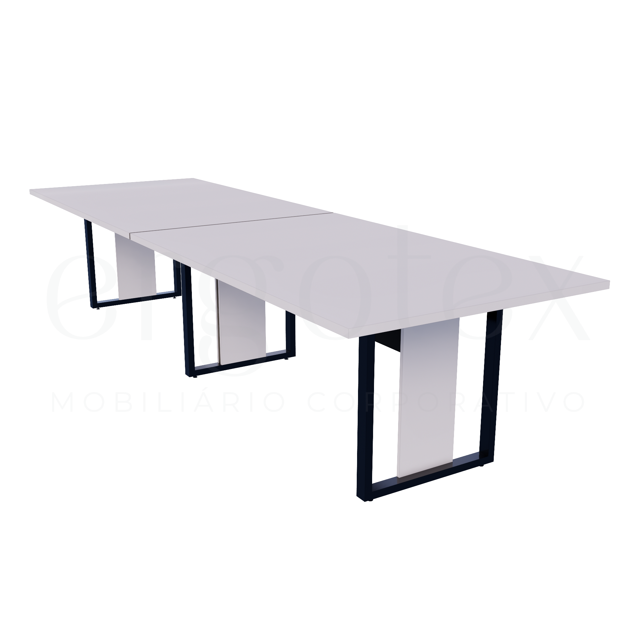 Mesa de Reunião Industrial Bipartida Tampo 30mm Preto