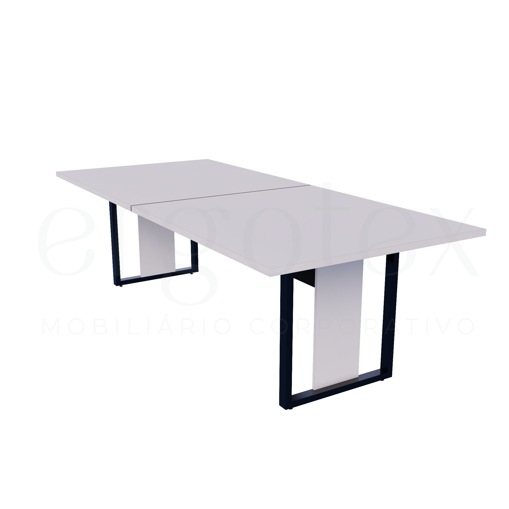 Mesa de Reunião Industrial Bipartida Tampo 30mm Preto