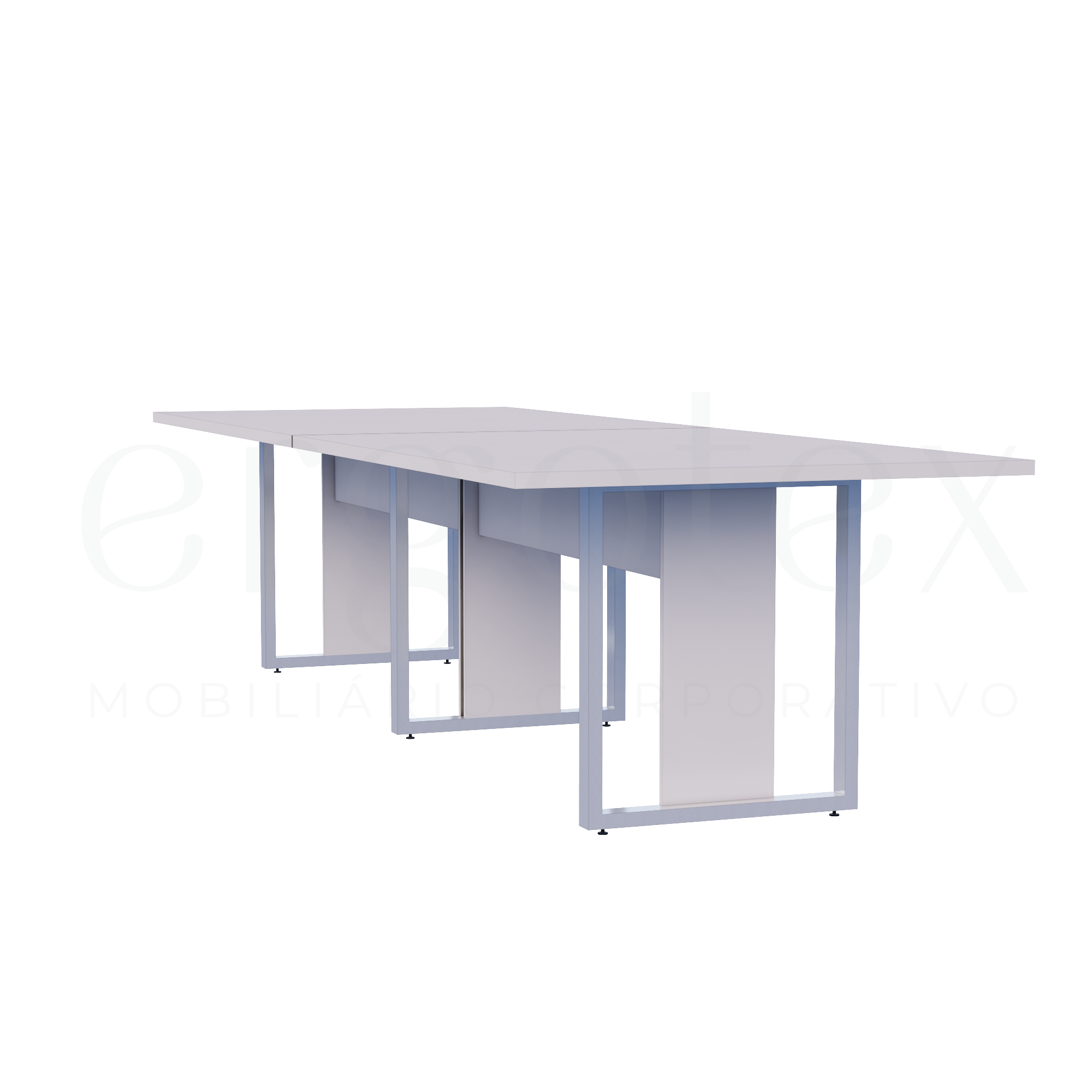 Mesa de Reunião Industrial Bipartida Tampo 30mm Preto