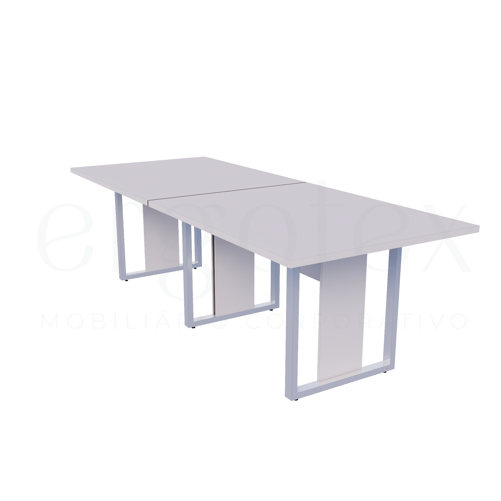 Mesa de Reunião Industrial Bipartida Tampo 30mm Preto