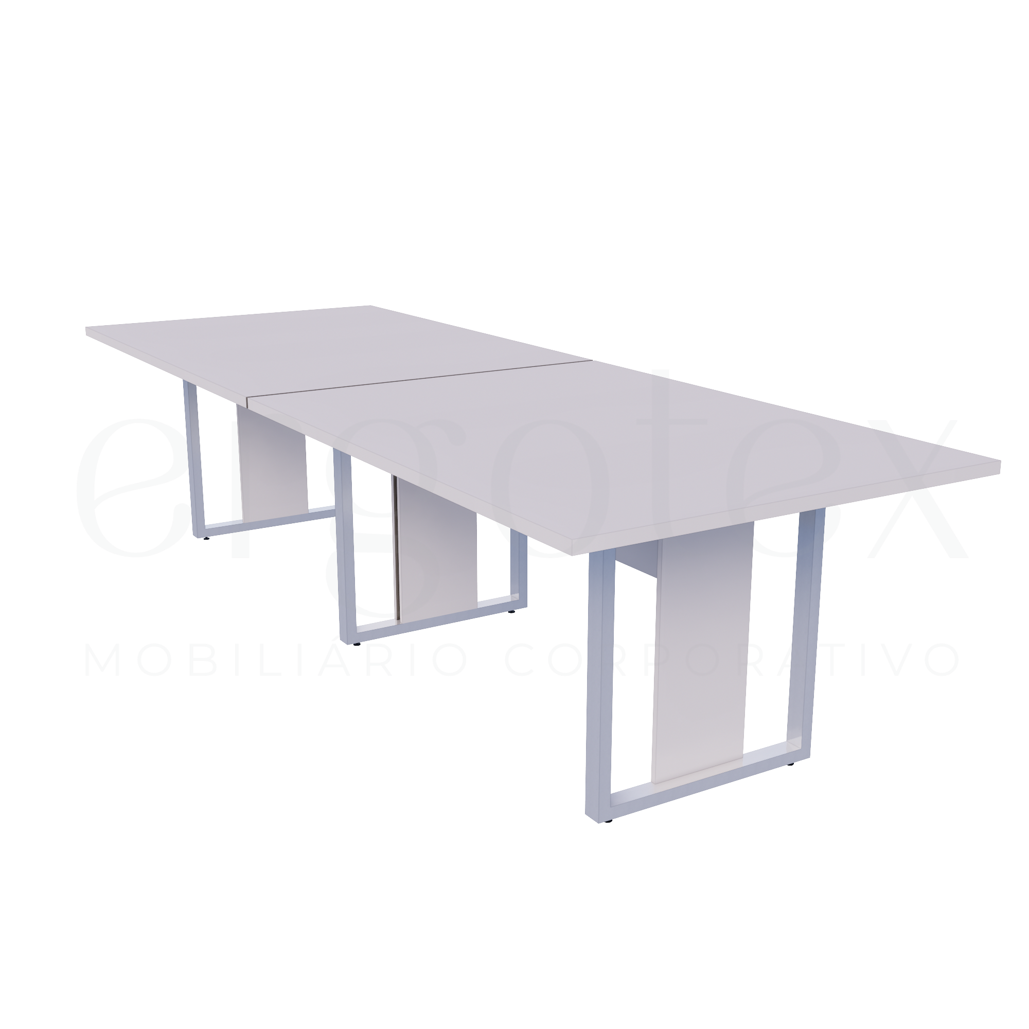 Mesa de Reunião Industrial Bipartida Tampo 30mm Preto