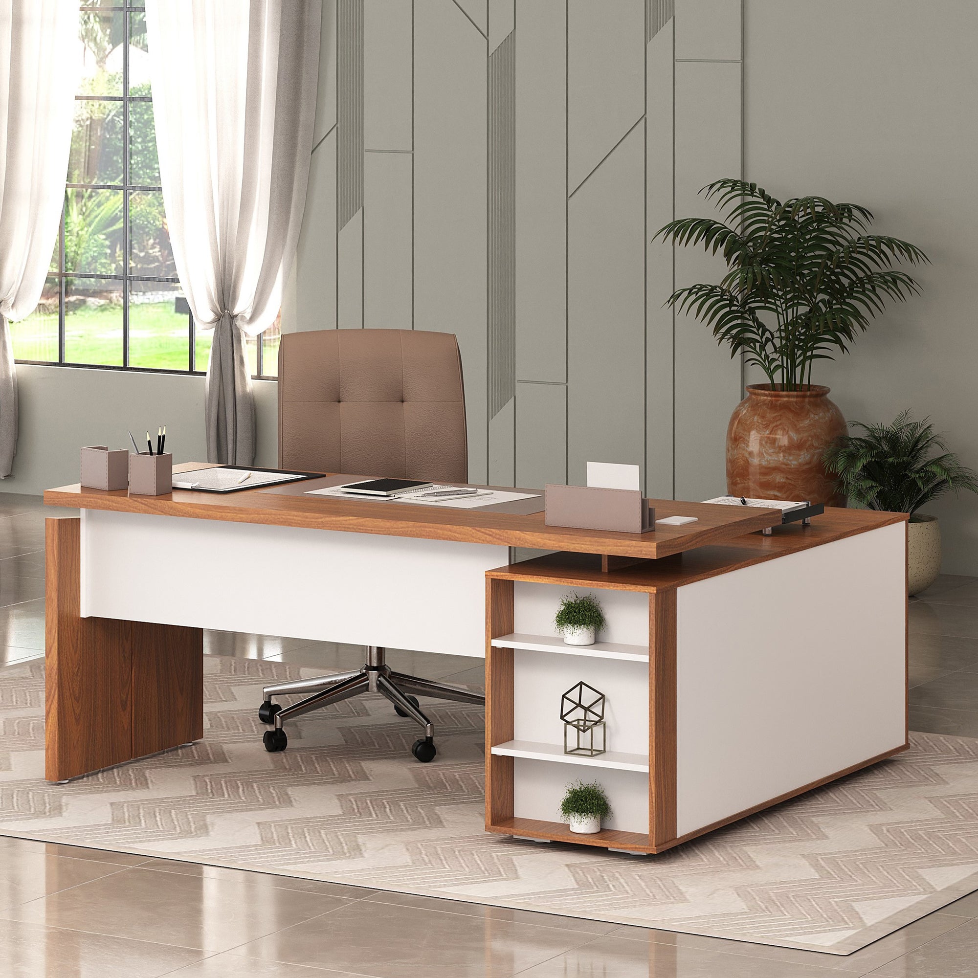 Mesa em L Escritório Gerência Connect Tampo 37mm