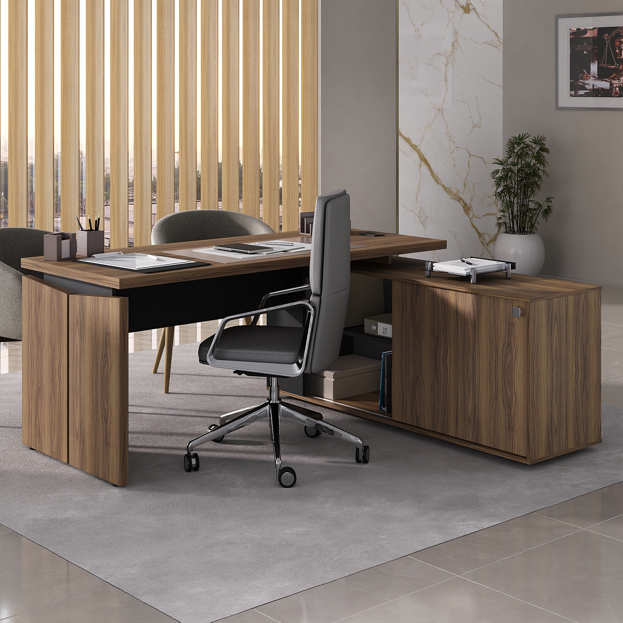 Mesa em L Escritório Gerência Connect Tampo 37mm