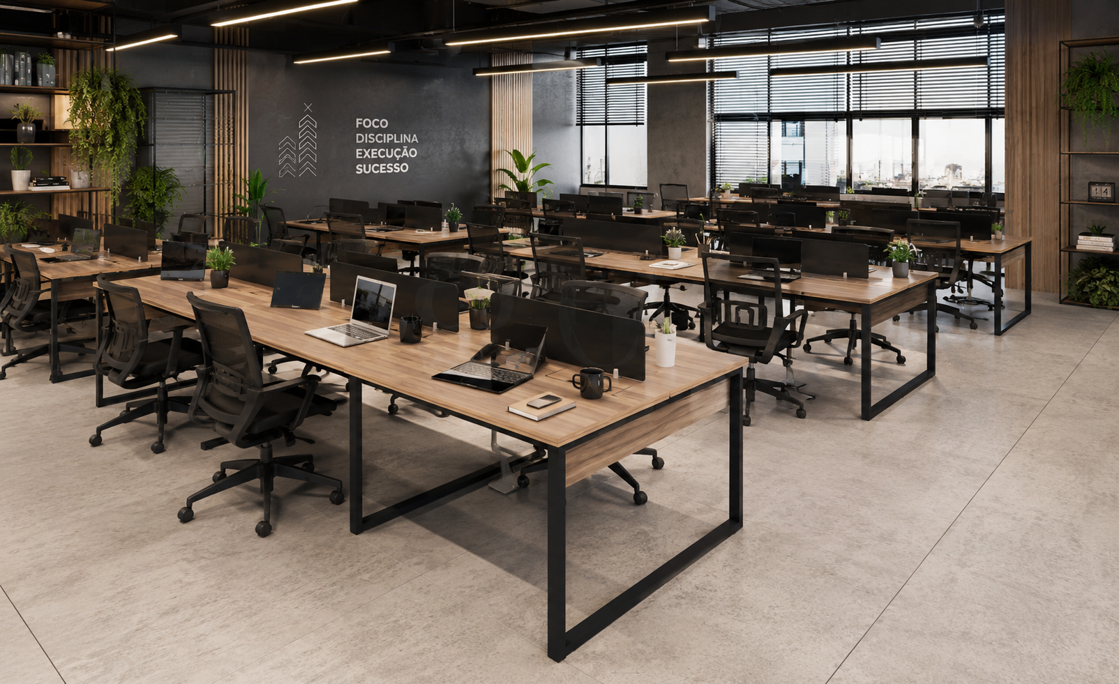 Plataforma de Trabalho Steel Tampo 30mm Industrial Preto